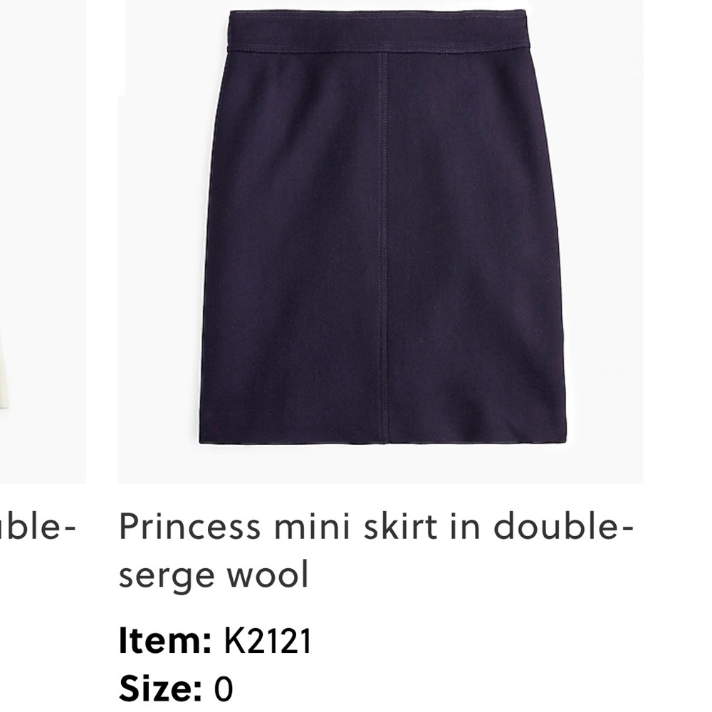 NEW with tags Jcrew Princess mini skirt in double-serge wool size 0- Navy